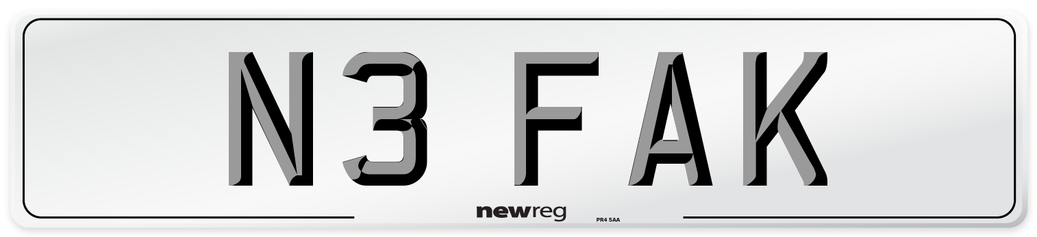 N3 FAK Number Plate from New Reg